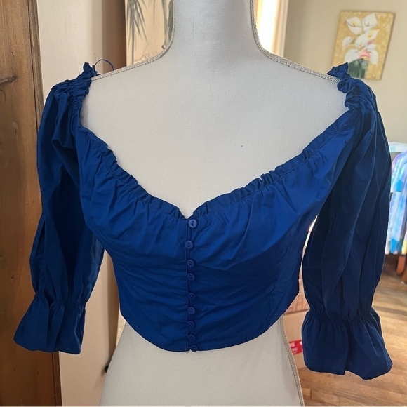 Zara poplin blue crop top - Picture 6 of 16